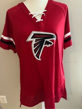 Team Apparel Red Atlanta Falcons Lace-Up V-Neck Jersey